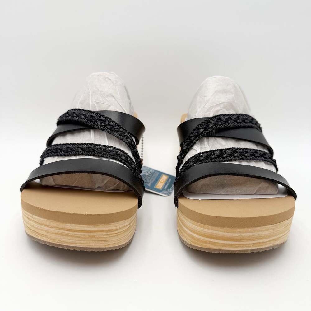 Skechers Womens Summers Wedge Sandals Size 9.5 EU 39.5 Black Slip On NIB - Picture 7 of 13